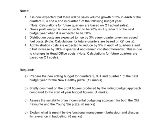 Notes: 1. It is now expected that there will be sales volume growth of 3% in each of the quarters 2, 3 and 4 and in quarter 1