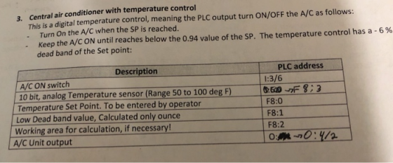 3. Central air conditioner with temperature control This is a digital temperature control, meaning the PLC output turn ON/OFF