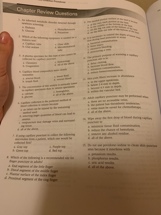 Chapter Review Questions 1. An inherited metabolic disorder detected through newborn screening a. Diabetes b. Glucose back po