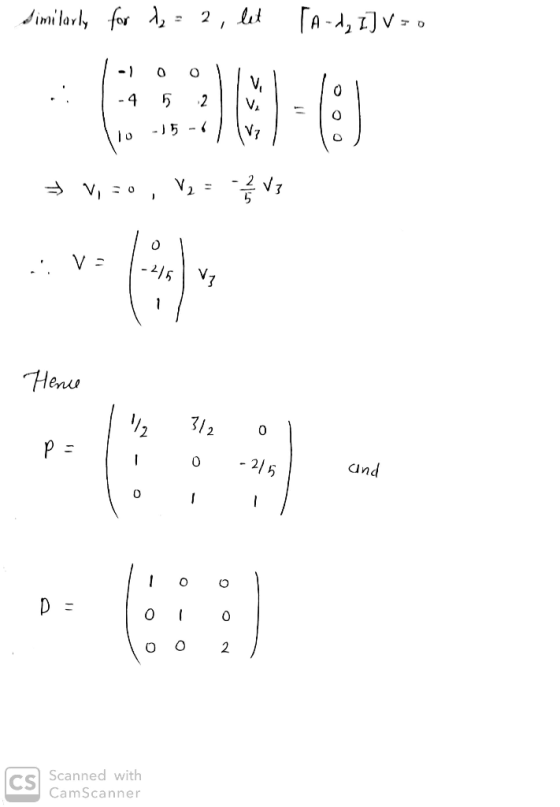 Similarly for 12 = 2, let [A-d, I] V = 0 1-1 0 0 1 lvl 1-4 5 2 | Vi lo ☆ V, 50, V2 = 3 VB V - -21 Hence 112 1 = 372 01 0 -215
