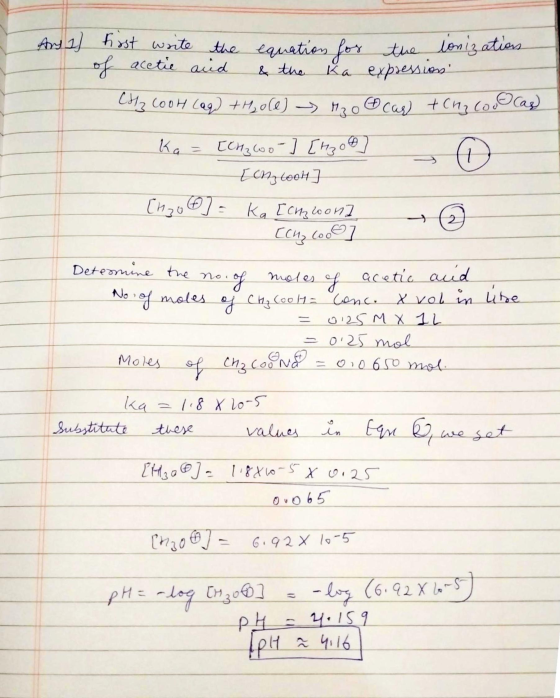 And a host write the equation for the lonizations of acetic aid & the Ka expression Сиз Соон 49) +н, ос) - на о ФС) + Сп, сод