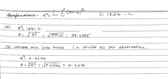 2z 1,2,3,4,- .-n. Sample v aviana (디 2 S- 32 -J15 21: 39,638 on b) conveMt min into hours. eide o per ohsor vation o 43 64