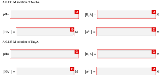 A 0.133 M solution of NaHA H,A pH= HA- A2-1 |м м A 0.133 M solution of Na, A H,A= |м pH HA A2- М М MM о о о