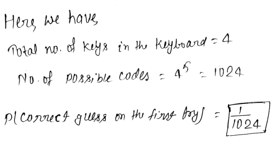 Hery we have kay in th kynard 4 45 TOral no ND bPORble codes 1024 Pl Correct gus on thu fiu b I024