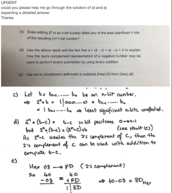 URGENT could you please help me go through the solution of (d and e) expecting a detailed answer Thanks (c) Does adding 2t to