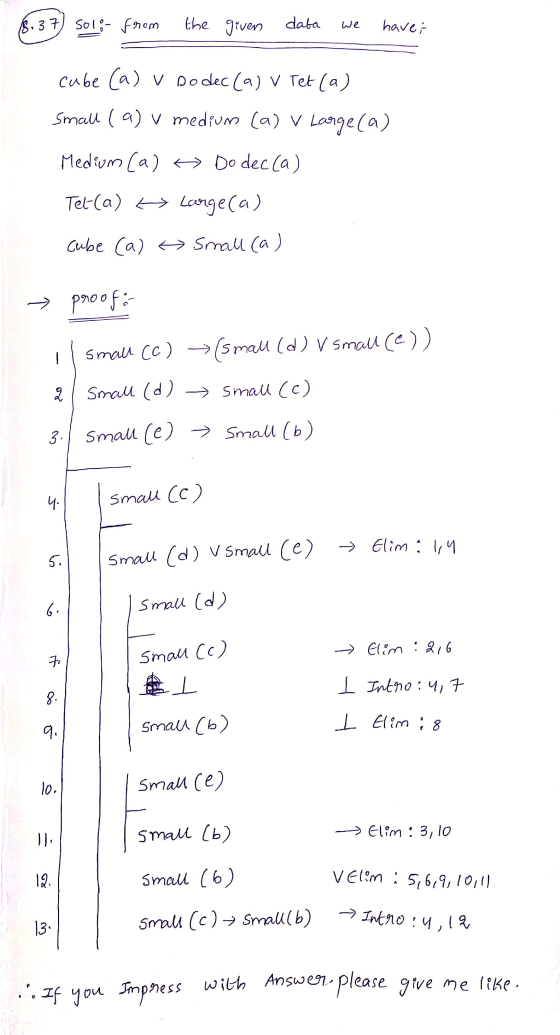 18.37) solo from the given data We have; cube (a) v sodec (a) v Tet (a Small (a) v medium (a) v Large (a) Medium (a) * Dodec
