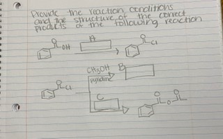 Drouidcne reaction conclitions and the structure of the correct Products CH3OH B pyridin 요 요