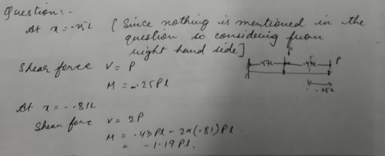the question - at a..251 l Since nothing is mentioned in question to considering from night hand side v shear force vape - M