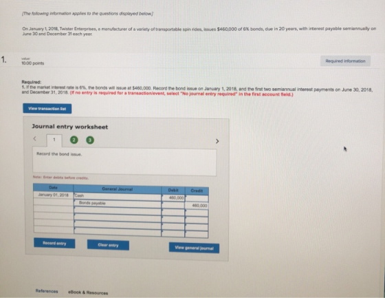 The following infarmation applies to the questions displayed below On January 1, 2018, Twister Enterprises, a manufacturer of