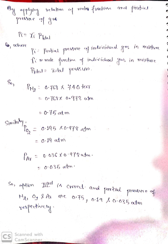 By applying relallim of meled fraction and partial pressure of you Pie Yi Platale della Es, where Piz Partial pressure of ind