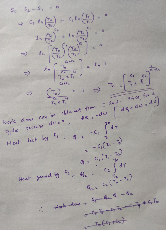 So S₂-S, = 0 w Czen (s) + Gino). † G+C2 = ln 1 Cit2 † (2 a Tx T, Tz CitC2 To = Tie (T) = 1 = † Taxi I law. Since for a I dg+d