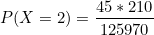 45 210 P(X 2) 125970
