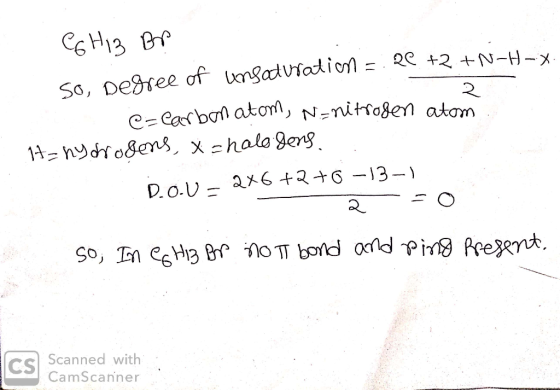 GHIB Br so, Degree of unsaturation =.20 +2 +N-H-X. 2 e-carbon atom, N-nitrogen atom t = hydrogens, x=halogens. D.O.U – 2x6 +2