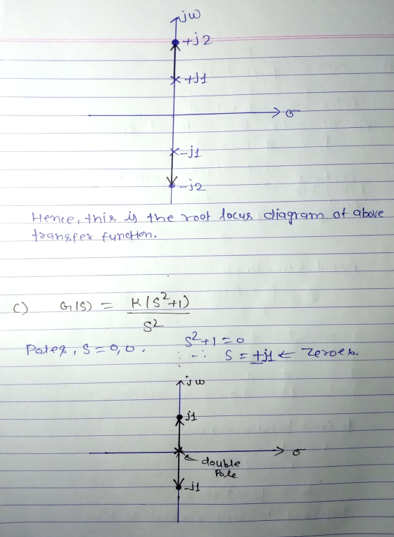 pjw 8+)2 *t51 Hence, this is the root focus diagram of above trangfer function, c) GIS) = k1S²+) Poleg ,s=oo, ²+1=0 iri setit