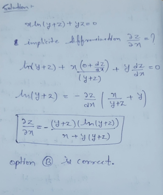 Solution ainly+z) + Yzzo & implicite Abbrendlordion 92-1 an da lny+2) + (o+d2) + y dz zo (4+2) luly+2) 22 dn ( tz+ ) 22 =- an