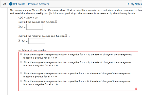 20. + 0/4 points Previous Answers My Notes The management of Thermo Master Company, whose Mexican subsidiary manufactures an