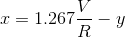 x = 1.267 - y