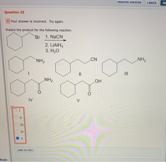 PRINTER VERSION BACK NE Question 23 x Your answer is incorrect. Try again. Predict the product for the following reaction. Br