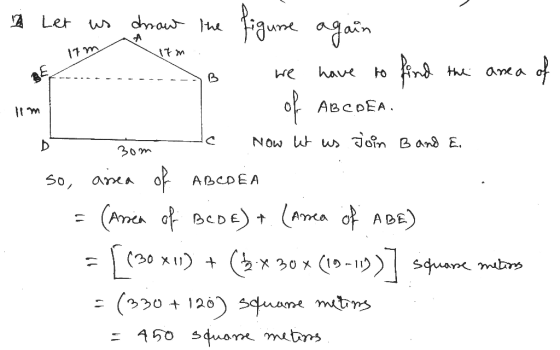 12 Ler drow the figure A again 17 m we have to find the area of Ilm of АвсьEA. Now let us Join B and E. 3om so, AMA АДРЕА (Ar