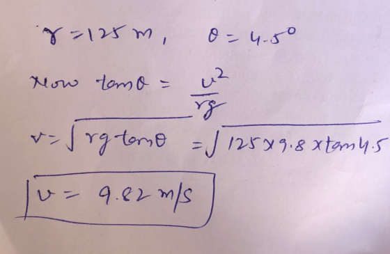 wesele. o=4.50 Now temo uz ng v=Jrg tomo = J 125x9.8 xtem 4.5 9.82 m/s