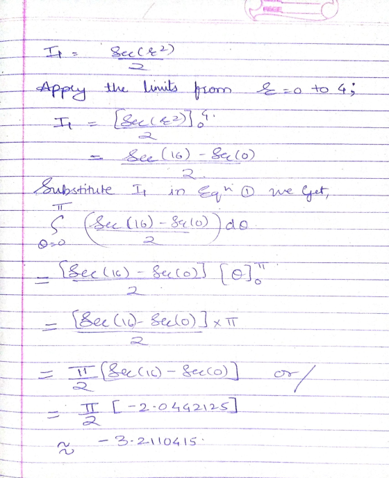 Seel &2) Apply the limits from I [See (42) a E =0 to 4 See (16) Secco Substitute In in Eqna we Get ㅠ s (See (16) - 8410) aloj