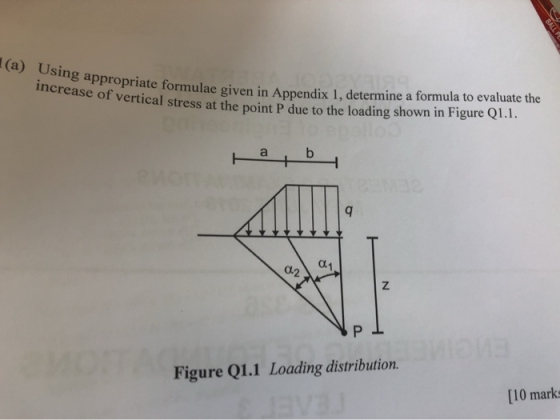 appropriate formulae given in Appendix 1, determine a formula to evaluate the se of vertical stress at the point P due to the