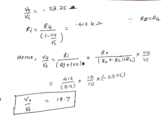V = - 23.25 € - Ro=RG 412 km Ki -xvo X Tot Rain Ro (Rot ReIIRL) Hence, vor Vs (R1+200)* 10 ^ vi - 412 x 10 W (-23.25) (512) T