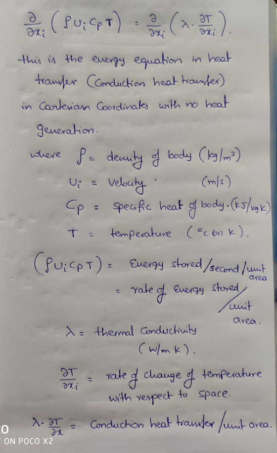 2 (PU; (pt) 2 a (x 2 ) this is the energy equation in heat transfer (Conduction heat transfer) in Cartesian Coordinates with