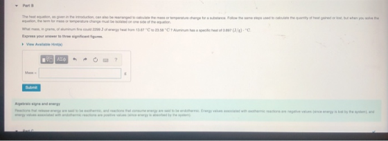 Part 8 The heat equation, as oven in the introduction can also be rearranged to calculate the mans or mature change for a sub