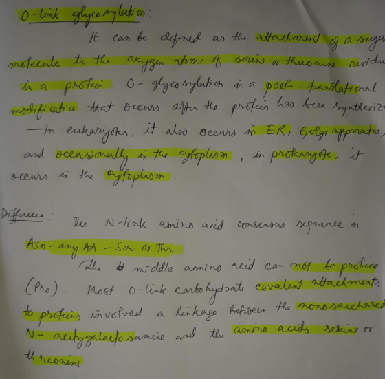 0 - link glycosylation: . It can be defined as the attachment of a sugar molecule to the oxygen atom of serine of threonine r