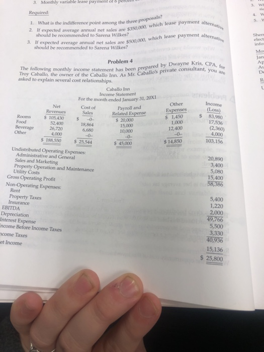 3. Monthly variable lease payment of b per 3. W 4. 5. W V alternate the three proposals? 510 , which lease payment alte Requi