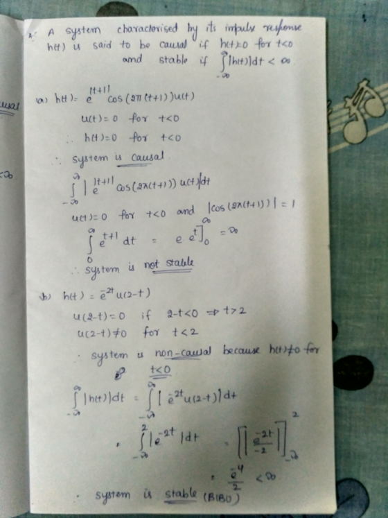A System chayacterised by ts ht) said to he Cauwai hetho for tco and stable if flhm]d t < It411 , ststemu causal み 1141 t41 e eJo system iu not stabl 4(2-t ) to for t<2 systemu non-causal bscaux htto fo 2. -み system & stable (B1B0)