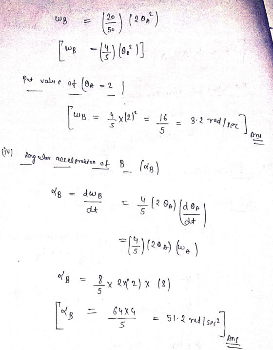 WB 20 :) (2014) 50 WB = (5) 100%)] put value of LOA = 2 (wg = 5x1274 10 16 5 3.2 rad I see = Ang ling Angelar acceleration of