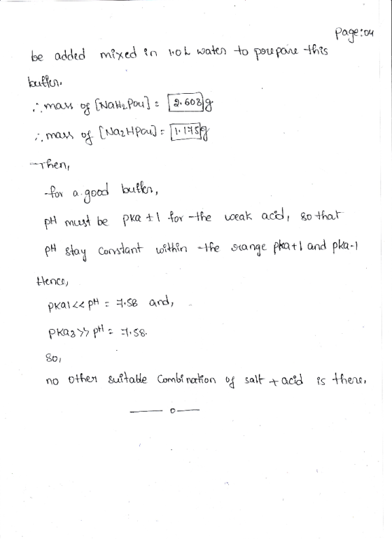 page : on be added mixed in toh water to prepare this butter :: mass of (NaH. Pou) - 2.6037 mass of [Naz Hp cu] = [1 listy Th