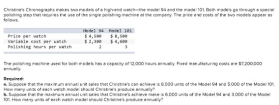 Christines Chronographs makes two models of a high-end watch the model 94 and the model 101. Both models go through a specia