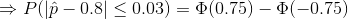 Plpー0.8] < 0.03)-Φ(0.75) _ Φ(-0.75)