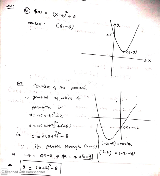 до: 6) ) - (1-с) +9 merrtex : Св. - 9) ТУ, 45 6. 9) Х в: елчаат во Panasso ie general equation of parabrla is у= а(х-,,К - ас