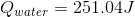 Q_{water}= 251.04J