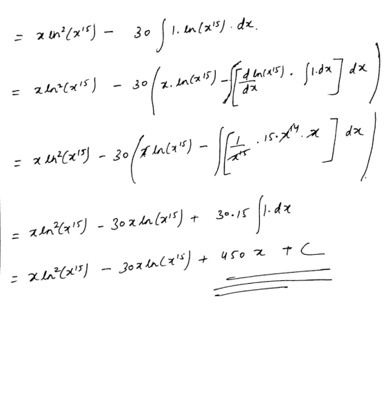 xen?(xs) 30 1. ln(xs) dx. o frience 5 ( 2.2605 30 alo2(x15) den (xs). da Sida 7 di *]** is.x x = x 444(xs) - 30 of Me) -