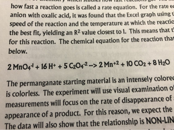 Il SuicS TIN OLI COLLIDE 111) how fast a reaction goes is called a rate equation. For the rate € anion with oxalic acid, it