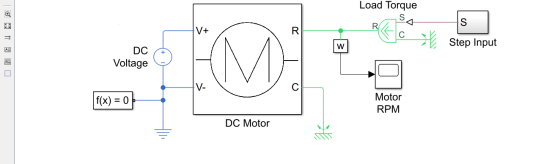Load Torque SA S R V+ R C € Step Input w DC Voltage M V- с f(x) = 0 Motor RPM DC Motor