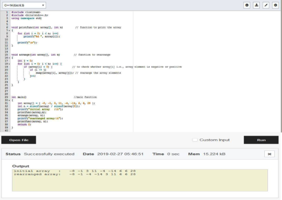 C++14 (Gcc 6.3) #include <iostream> #include <bits/stdc++.h> 3 using nanespace std 2 6 void printfunc (int array[], int n) //