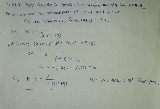a Hope this helps you! Thank you. Since ka has no n-intercept so, in Brnumerator has no an. FM has vertical assymptote at nar