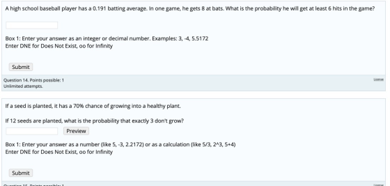 A high school baseball player has a 0.191 batting average. In one game, he gets 8 at bats. What is the probability he will ge