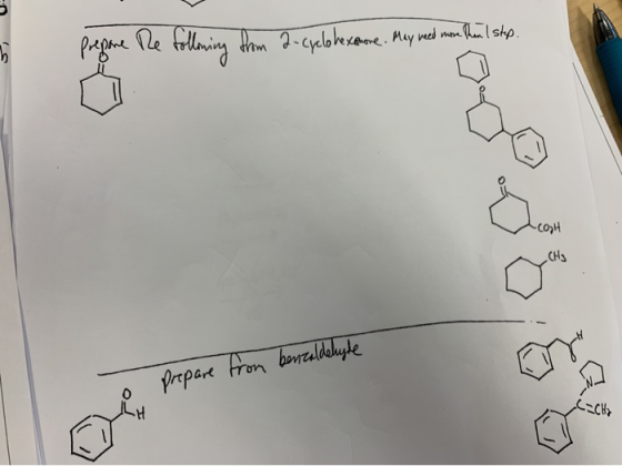 Pagane le tollning Jm 2-cyclohesane. My ed mn henshp -co)H CHS From barcaldehyde propart Pron borcaldlhyde CH
