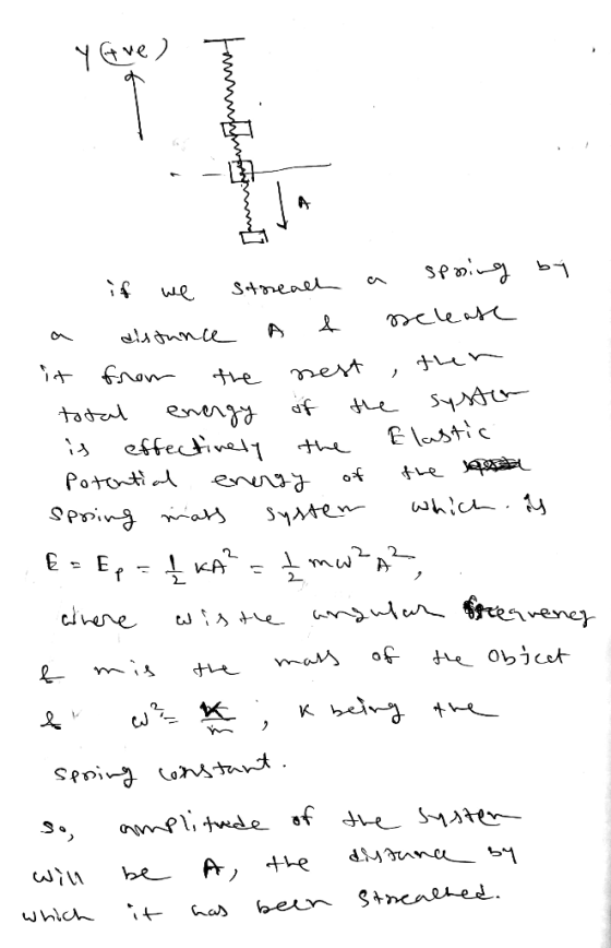 fummum um - - 1 if we streach a spring by a distance A & selease it from the nest , then total energy of the syston is effect