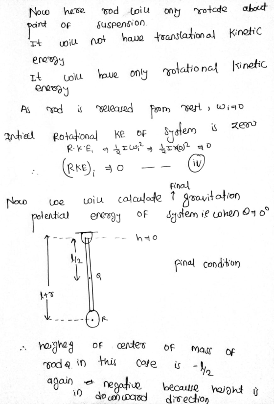 Now here rod will only rotate about point of suspension It will not have translational kinetic energy It will have only rotat