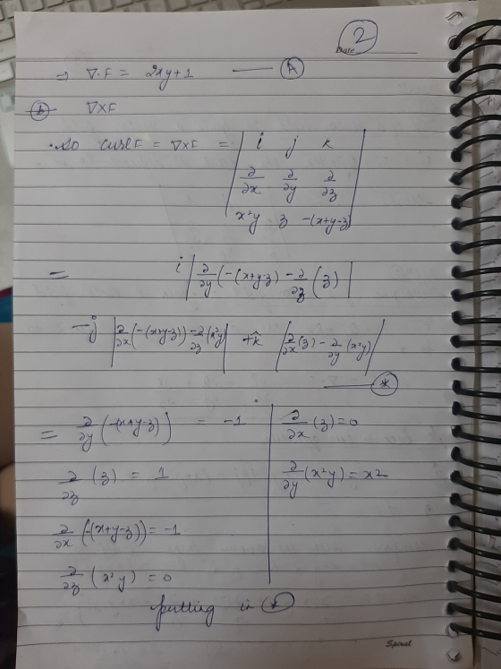 Bare D DXF so curl = DXF = 1 i į k xy z -(x+y-3) al-(xty - 2 1 - (xsy-3)) = 2 ( 7 th 2 (3) - 2 lata pody - 4-3 - 1 2 (2)=0 dx