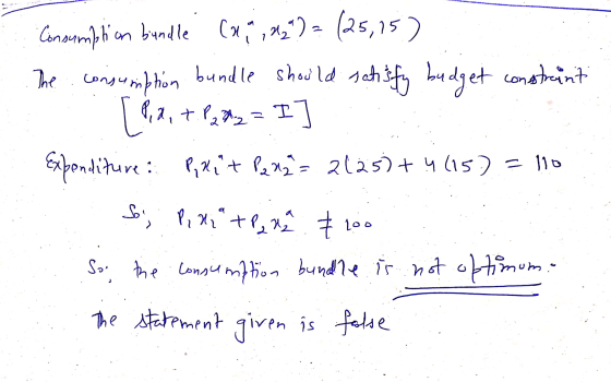 sumb Consumpticom bundle. CX7, 42(25,15) The consumption bundle should satisfy budget constrant 1912, + P2 m2 = 1 ] Expendit