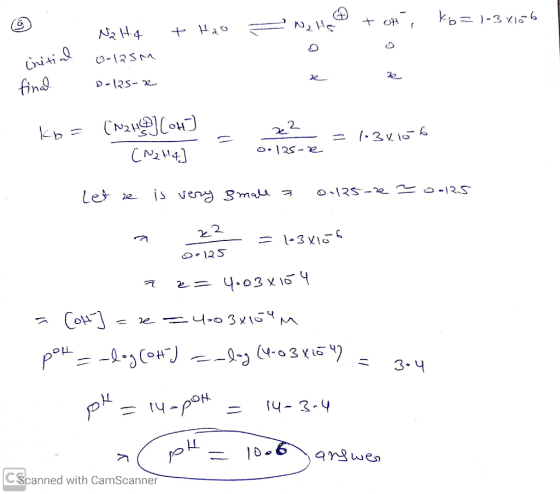 oth, ko=1-34156 thao € . Nalta (RSA o-las-a - final kb = (N2HD (oh) (N2H4] 0 - 23 - 0.125-2 = 12 = 1:3x156 Let ze is very sma